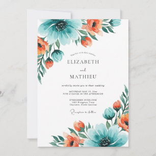 Invitation Mariage d'été envoûtant au corail sarcelle