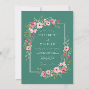Invitation Mariage d'été éthéré sarcelle