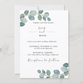 Invitation Mariage d'été Eucalyptus de verdure rustique.