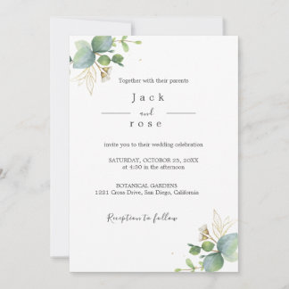 Invitation Mariage d'été Eucalyptus de verdure rustique.