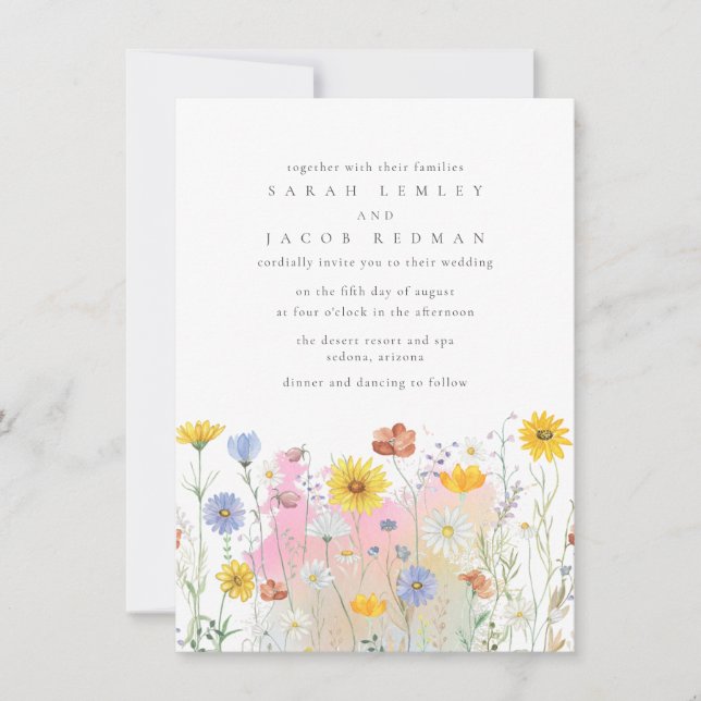 Invitation Mariage d'été fleur sauvage Meadow Spring (Devant)