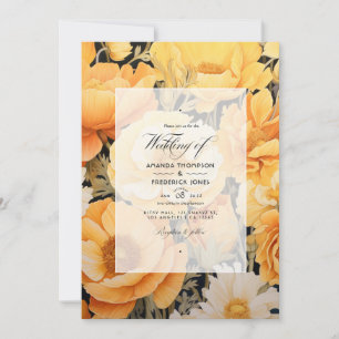 Invitation Mariage d'été fleuri Bright Yellow et Biscotti