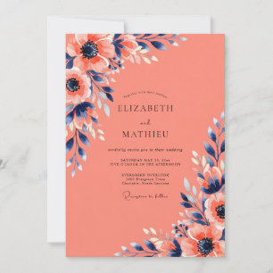 Invitation Mariage d'été frappant de corail