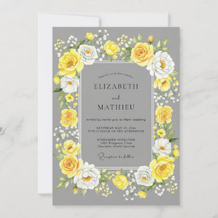 Invitation Mariage d'été jaune gris joyeux