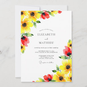 Invitation Mariage d'été jaune rouge ensoleillé