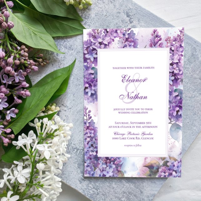 Invitation Mariage d'été Lilacs Floral Frame (Créateur téléchargé)