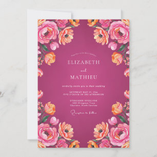 Invitation Mariage d'été magenta brillant