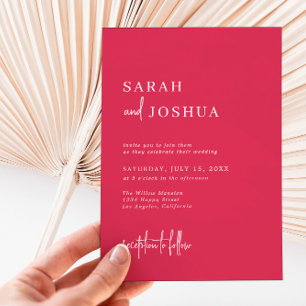 Invitation Mariage d'été moderne simple Magenta Script