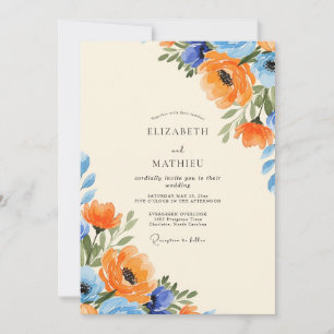 Invitation Mariage d'été opulent ciel bleu mandarine