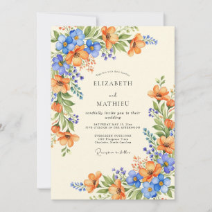Invitation Mariage d'été Orange Azur Luxuriant