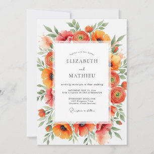Invitation Mariage d'été orange et vivifiant
