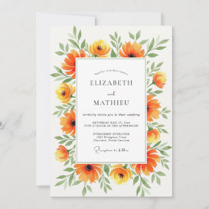 Invitation Mariage d'été orange vif