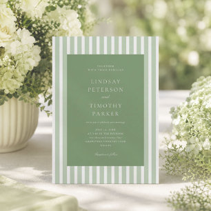 Invitation Mariage d'été rayures vert rétro