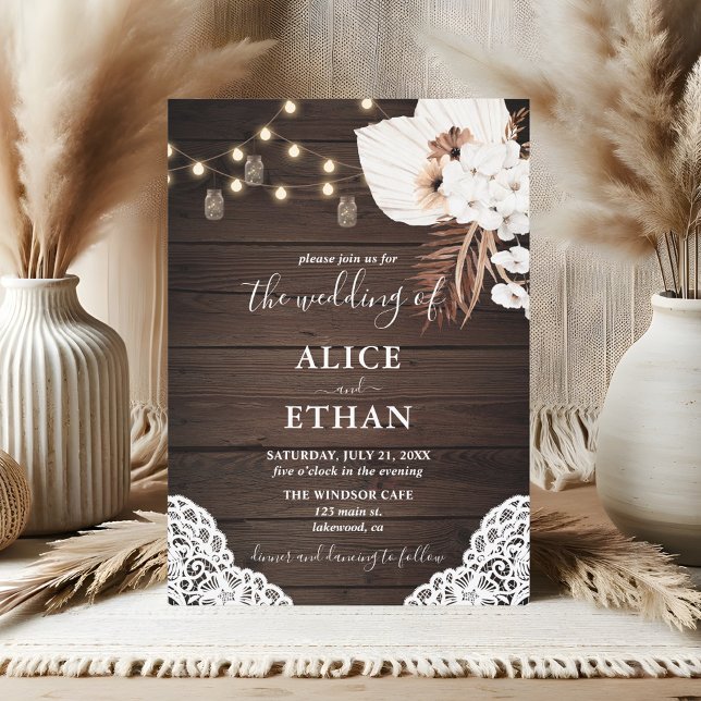 Invitation Mariage d'été Rustique Boho Boho Tropical Fleurs (Créateur téléchargé)