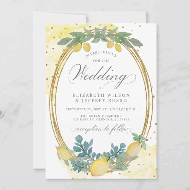 Invitation Mariage d'été Rustique Citrus Boho (Devant)