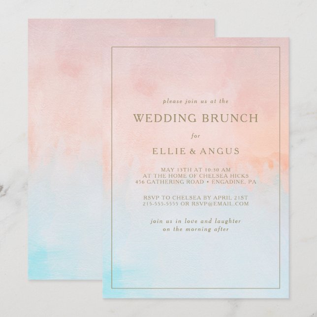 Invitation Mariage d'été Sunset Watercolor Brunch (Devant / Derrière)