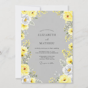 Invitation Mariage d'été sur ardoise grise et jaune raffiné
