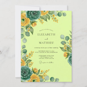 Invitation Mariage d'été vert lumineux luminescent