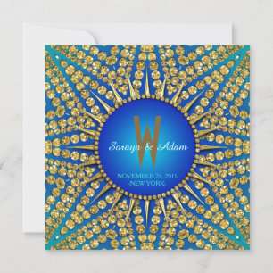 Invitation Mariage d'étincelle aurifère Sun Royal Bleu Est
