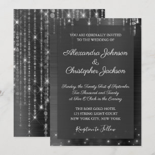 Invitation Mariage d'étincelles en argent et en noir