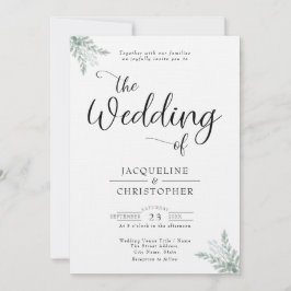 Invitation Mariage d'eucalyptus blanc moelleux