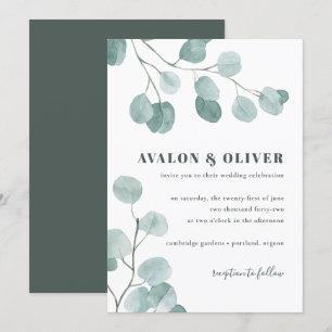 Invitation Mariage d'eucalyptus en argent