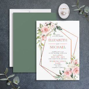Invitation Mariage d'Eucalyptus rose Peach Cuivre