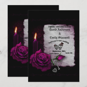 Invitation Mariage d'Halloween à la bougie gothique violette