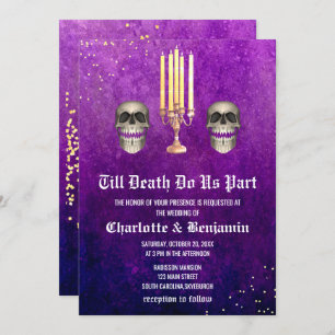 Invitation Mariage d'Halloween crâne violet