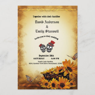 Invitation Mariage d'Halloween gothique doré