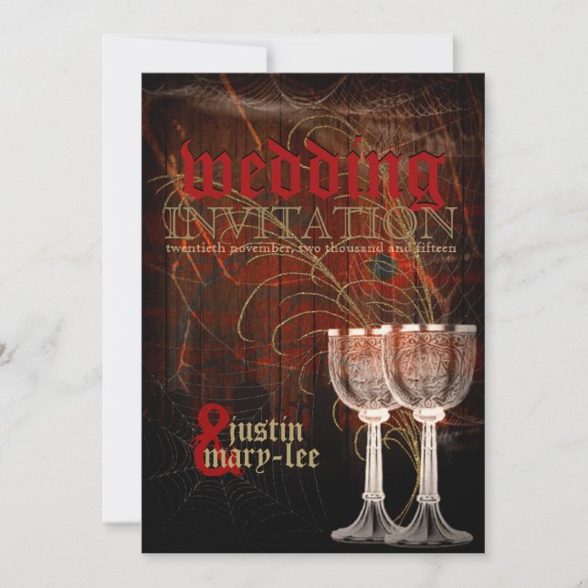 Invitation Mariage d'Halloween gothique rouge rustique (Devant)