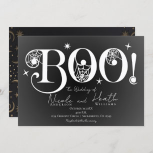 Invitation Mariage d'Halloween noir blanc foncé dans
