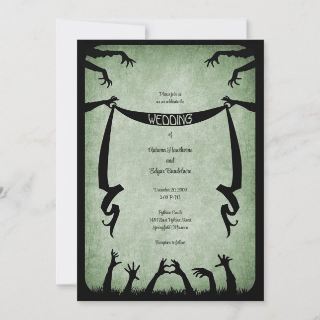 Invitation Mariage d'Halloween Zombie Horreur (Devant)