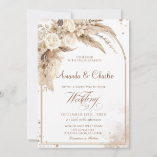 Invitation Mariage d'herbe Boho Pampas