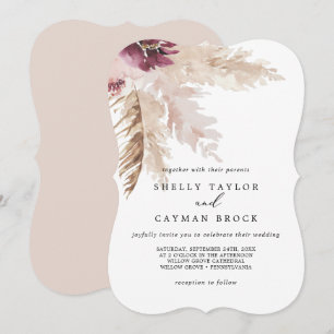 Invitation Mariage d'herbe Boho Pampas