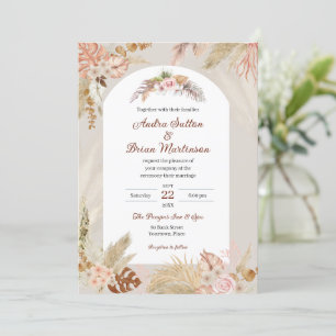 Invitation Mariage d'herbe Boho Pampas