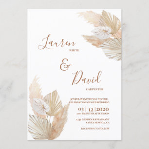 Invitation mariage d'herbe de Boho Pampas