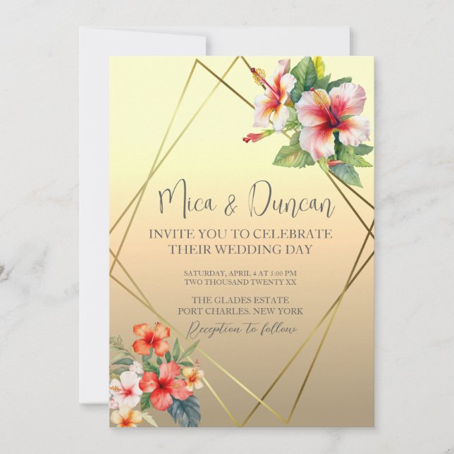 Invitation Mariage d'Hibiscus tropical (Devant)