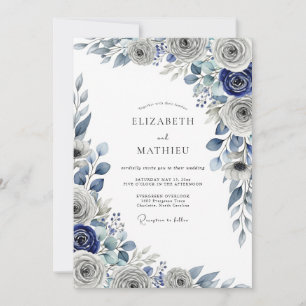Invitation Mariage d'hiver arctique bleu marine