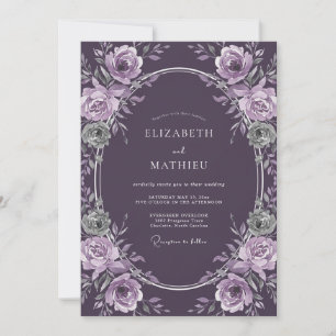 Invitation Mariage d'hiver Atmosphérique Aubergine