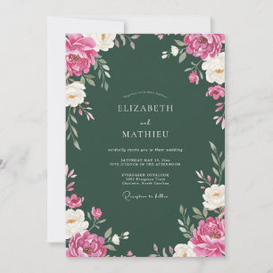 Invitation Mariage d'hiver atmosphérique émeraude profond