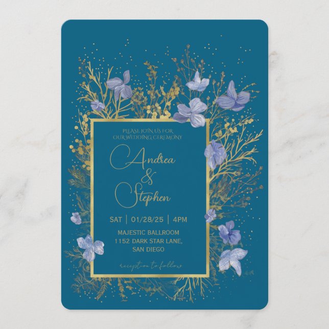 Invitation Mariage d'hiver au feuillage hivernal élégant (Devant)