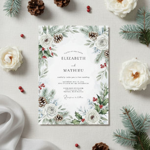 Invitation Mariage d'hiver au pin vert