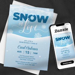 Invitation Mariage d'hiver Bleu & Blanc sous la Neige