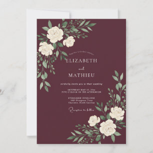 Invitation Mariage d'hiver burgundy poli