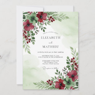 Invitation Mariage d'hiver captivant vert sauge