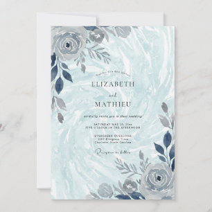Invitation Mariage d'hiver cristallin bleu pâle