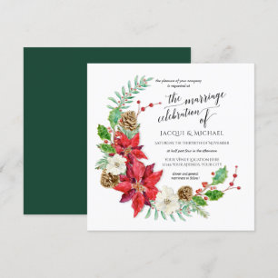 Invitation Mariage d'hiver Croissant Floral Wreath