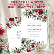 Mariage d'hiver de Noël Rouge Houx avec RSVP
