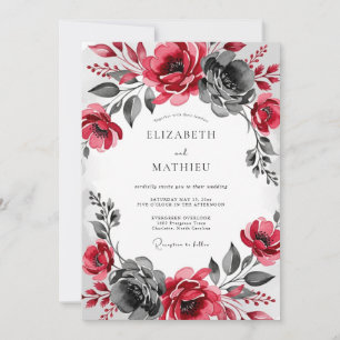 Invitation Mariage d'hiver dramatique au charbon de Bourgogne